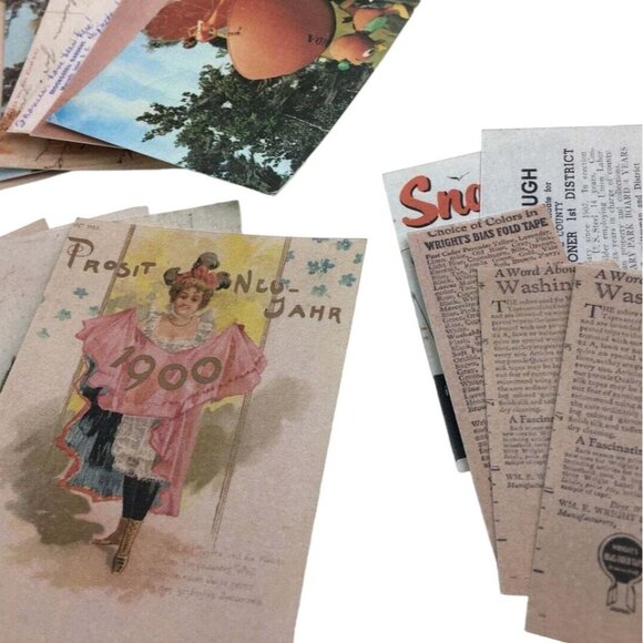 Lot 25 Piece Vintage Postcard Reproduction Junk Journal Ephemera Craft Supply mq - Picture 8 of 11